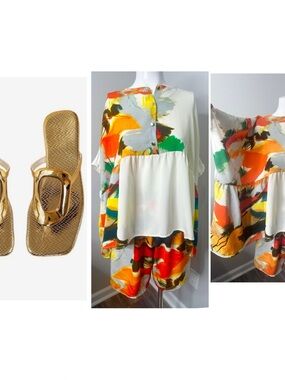 Div Abby Trends Abstract Brushstroke Two-Piece Top & Shorts Set -PRELOVED - M-L